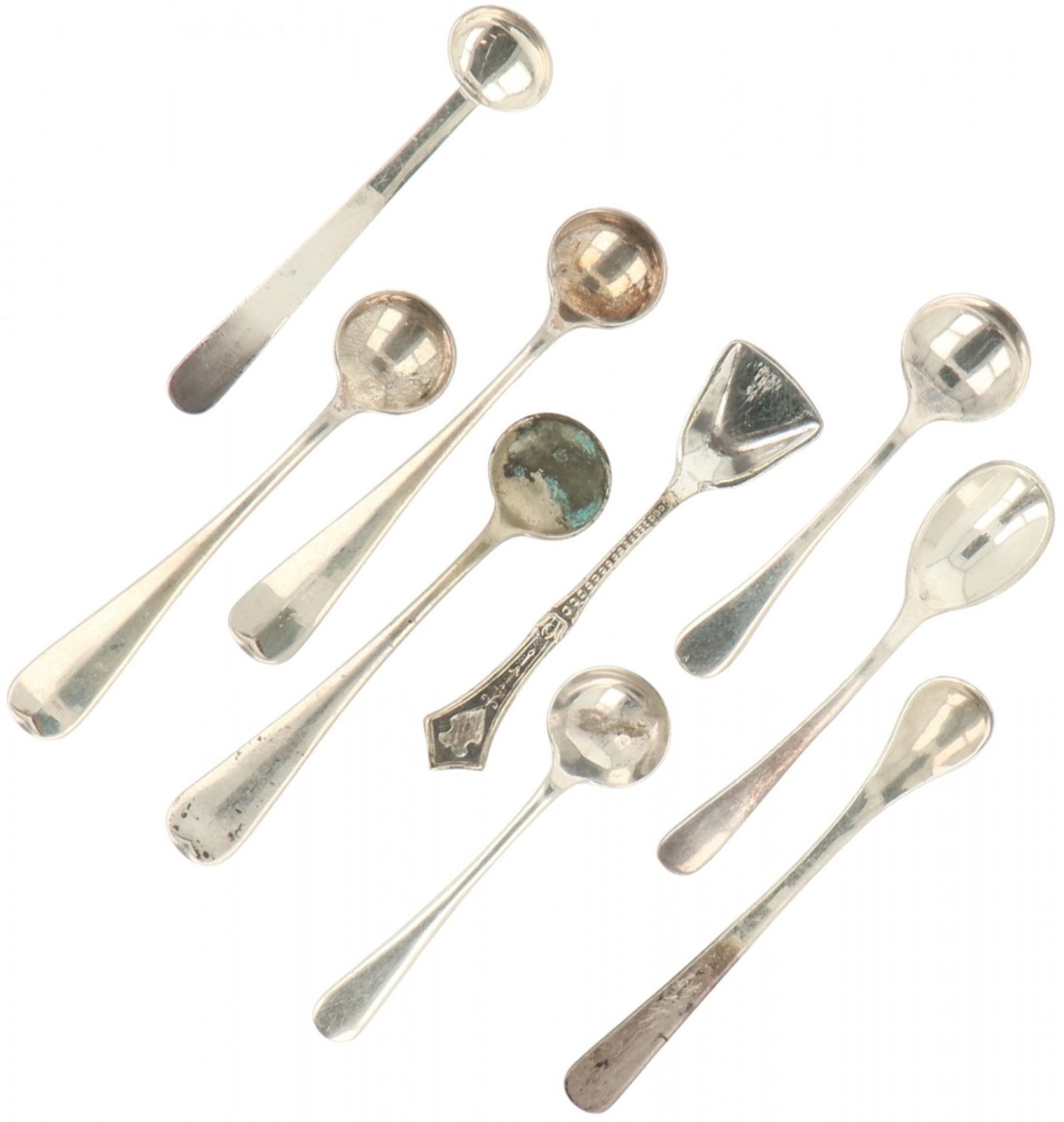 (9) Piece lot of silver salt spoons.