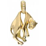 Yellow gold panther pendant, with approx. 0.11 ct. diamond - 18 ct.