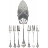 Cake server & 6 cake forks silver.