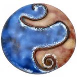 Copper Jan van Karssen design brooch with enamelled wave pattern.