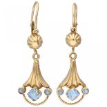 Yellow gold Uno A R earrings, with a blue stone - 18 ct.