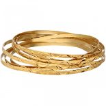 7-Piece set of yellow gold bangle bracelets - 14 ct.
