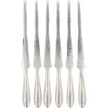 (6) Piece set lobster forks silver.