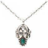 Silver Georg Jensen no.28 necklace and pendant with chrysoprase - 925/1000.