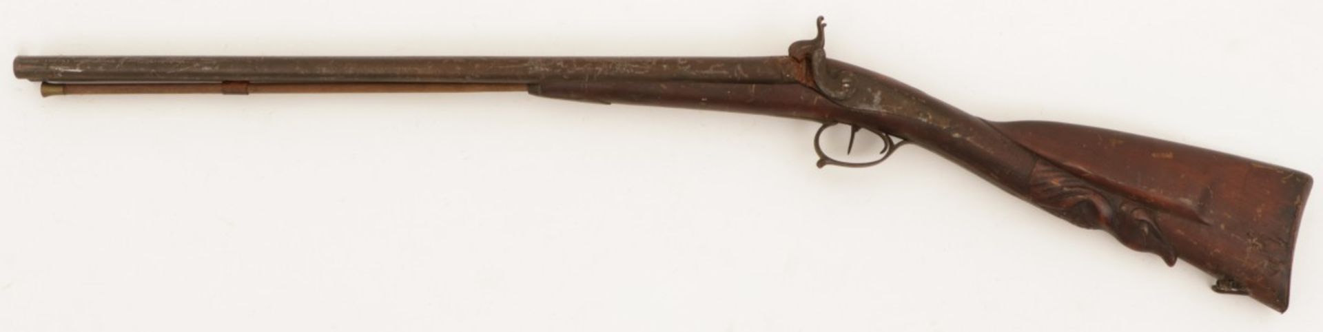 A double barrel percussion hunting rifle, 19th century.