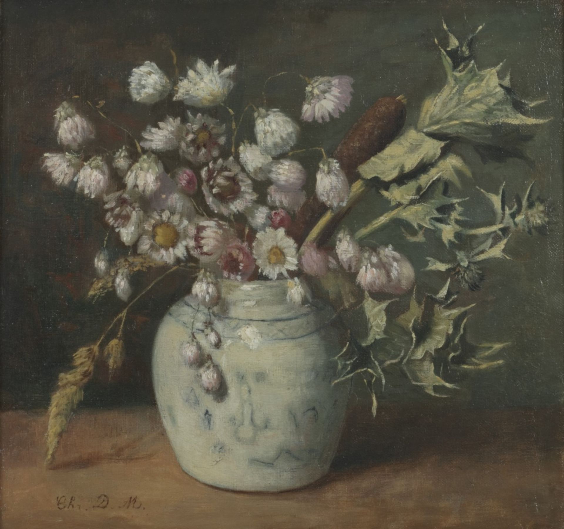 Christine Dorothea Meijer (Den Haag 1857 - 1932), A still life with flowers in a Chinese Pot