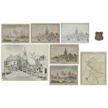 A miscellaneous lot comprising of etchings and engravings, and a print, all depicting the city of 'O