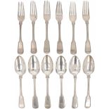 (12) piece set of spoons & forks silver.