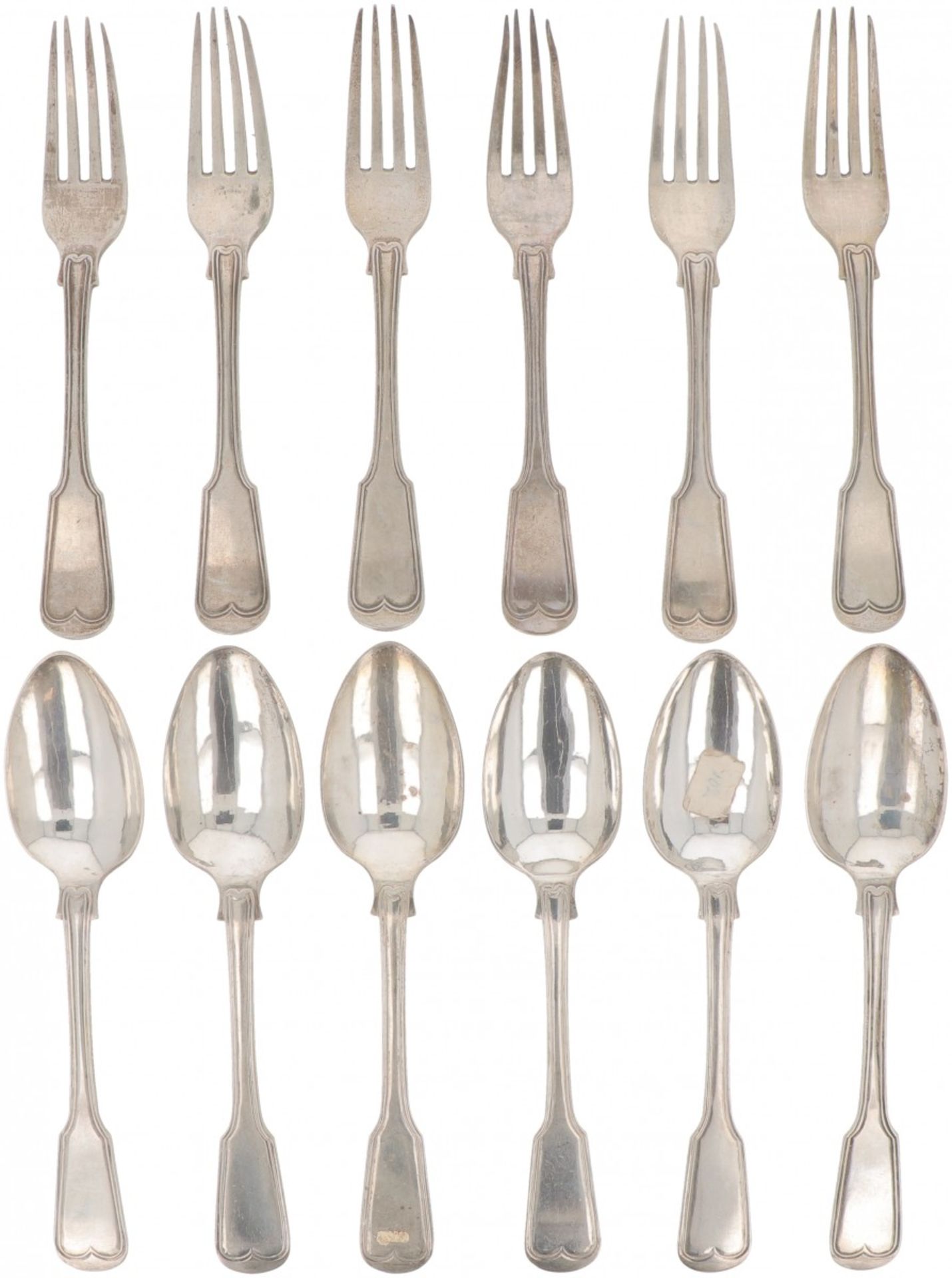 (12) piece set of spoons & forks silver.