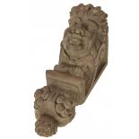 Een carved wooden wall corbel, Germany, circa 1900.