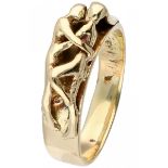 Yellow gold ring with two figures - 14 ct.