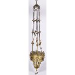 A pendant copper neo-gothic incense burner, Belgium, late 19th century.