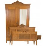 An oakwood bedroom furniture set, Dutch, mid. 20th century.