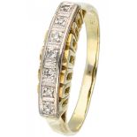 Yellow gold Art Deco style ring set with approx. 0.07 ct. diamond - 14 ct.