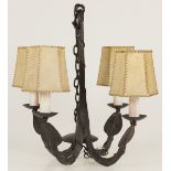 A lot of (2) wrought iron pendant lamps, 20th century.