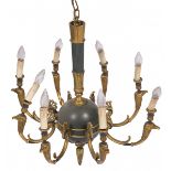 A ZAMAC Empire-style pendant chandelier, France, mid. 20th century.