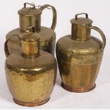 A lot of (3) copper water jugs, 19th century.