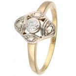 Yellow gold Art Deco ring set with approx. 0.10 ct. diamond - BLA 10 ct.
