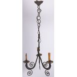 A wrought iron pendant chandelier, Germany, 20th century.