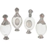 (4) piece lot of perfume bottles silver.