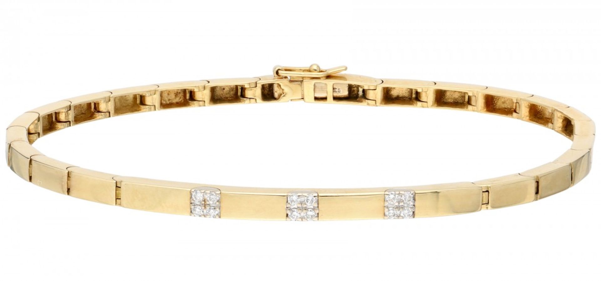 Yellow gold link bracelet set with approx. 0.06 ct. diamond - 14 ct.