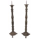 A lot of (2) wooden pricket candle holders, Dutch, 19th century.