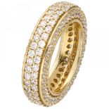 Yellow gold band ring set with zirconia in a pavé setting - 14 ct.