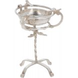 Miniature washing bowl on stand silver.