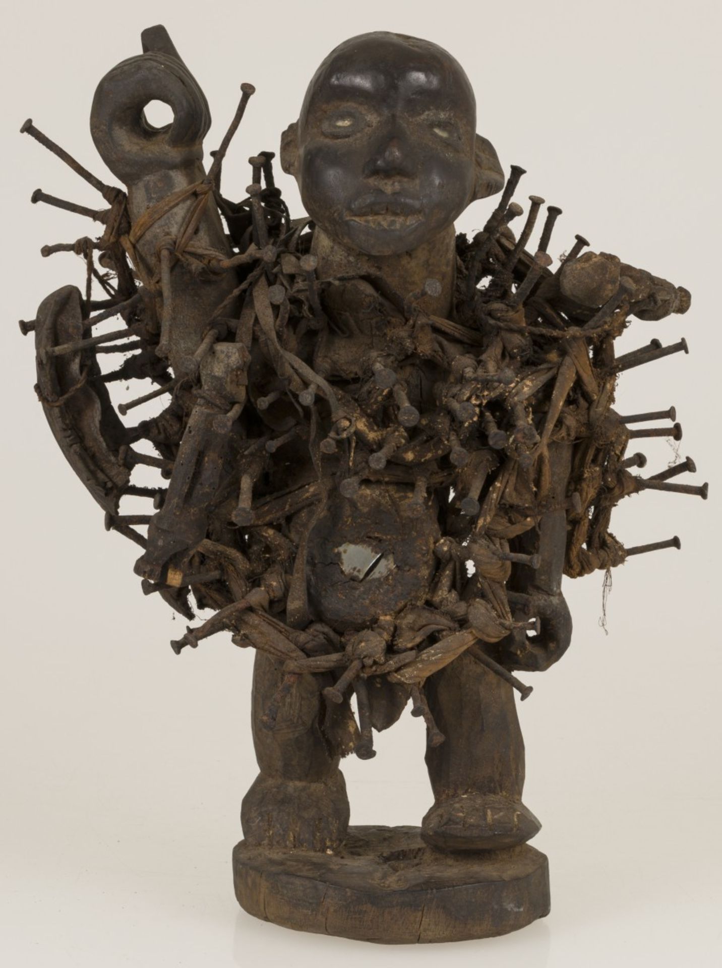 A large African nail figure fetish (Nkisi), Yombe-tribe, D.R. Congo, mid. 20th century.