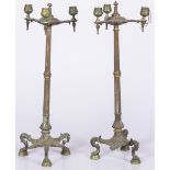 A set of (2) ZAMAC threelight Charles X candelabra, France, ca. 1900.