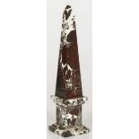 A black-and-white marble obelisk, desk ornament, Italy, mid. 20th century.