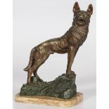 A bronze sculpture of a German shepherd, Germany, 20th century.