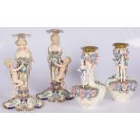 A set of (2) figurines (lamp bases) together with (2) baluster vases, Germany, 20th century.