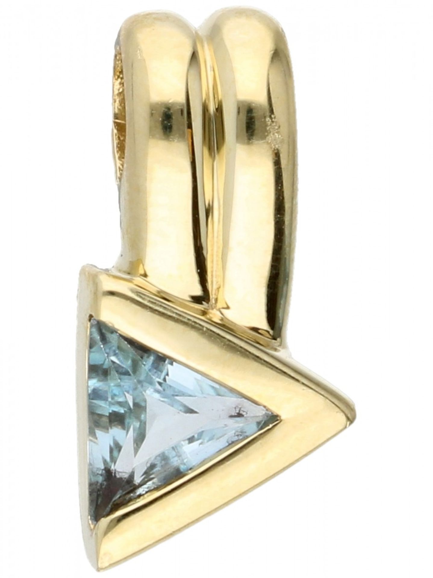 Yellow gold pendant set with blue topaz - 14 ct.