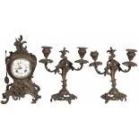A L.P. Japy chimney pendule with (2) candle holders, France, last quarter 19th century.