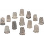 (13) Piece lot of silver thimbles.