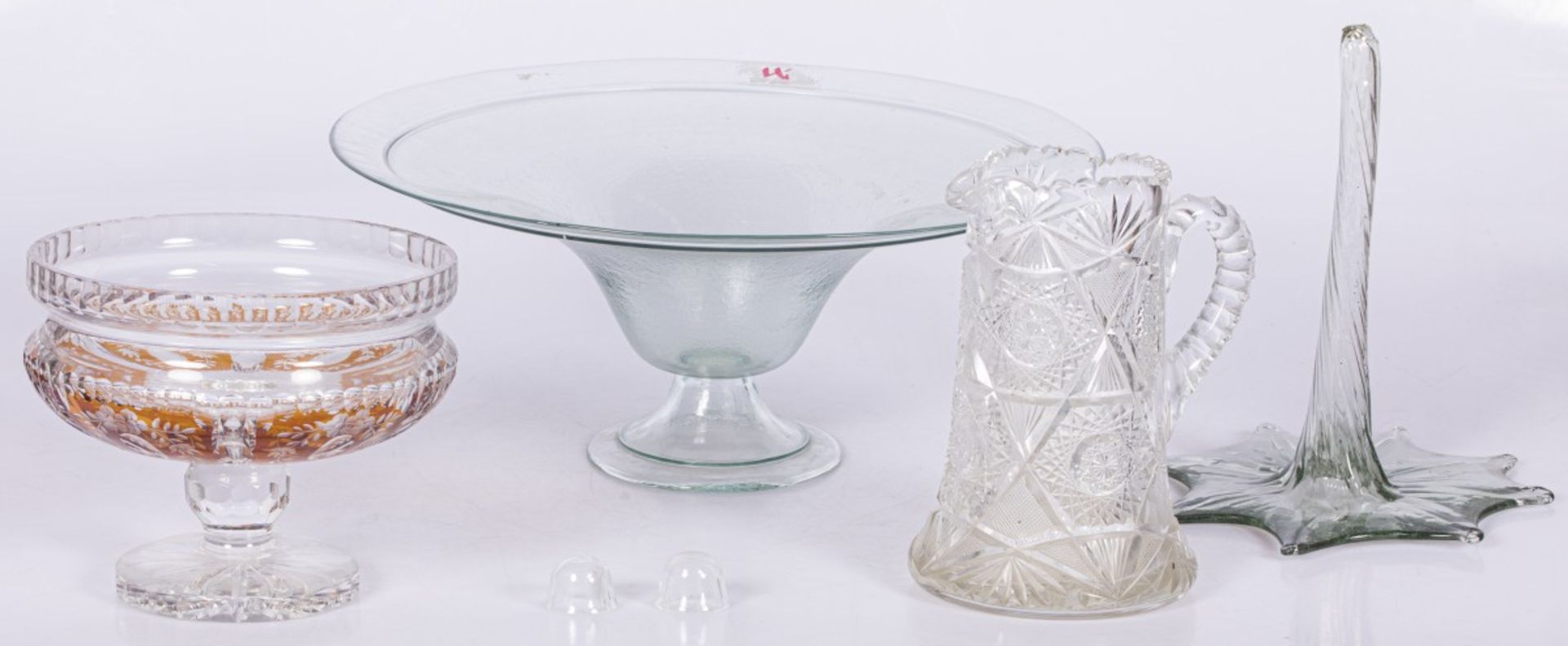 A lot of various glassware including a bowl and a coupe in Bohemian crystal.