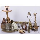 A lot miscellaneous a.w. a pricket candlestick and a trombone, 20th century.