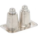 (3) piece salt & pepper set silver.