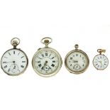 Lot (4) Pocket Watches - Silver and Steel