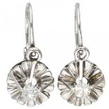 Vintage white gold earrings set with approx. 0.06 ct. diamond - 14 ct.