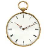 Pocket watch gold, cylinder escapement - Men's pocket watch - Manual winding - Ca. 1870.