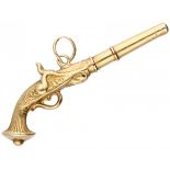 Yellow gold pendant in the shape of a gun - 18 ct.