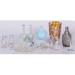 A lot of various glassware a.w. an orange cut glass vase, 20th century.