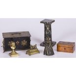 A lot comprised of various items, a.w. a money box, 19th century and later.