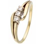 Yellow gold ring set with approx. 0.12 ct. diamond - 14 ct.