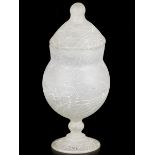 A Lalique frosted/satin glass lidded goblet on a stem, marked: Lalique, France, 20th century.