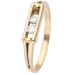 Yellow gold ring set with two movable diamonds of approx. 0.08 ct. - 14 ct.