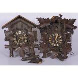 A lot of (2) Black Forest cuckoo clocks, Germany, 20th century.