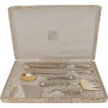 (5) piece serving set Alpacca in original case.